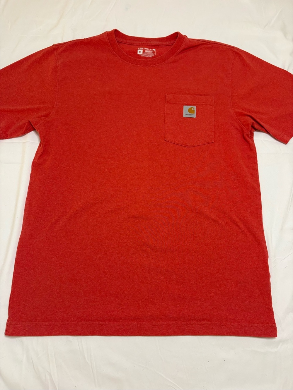Carhartt Orange Red Men’s Medium Loose Fit Rugged Flex Tee Shirt Cotton Blend - Picture 2 of 8